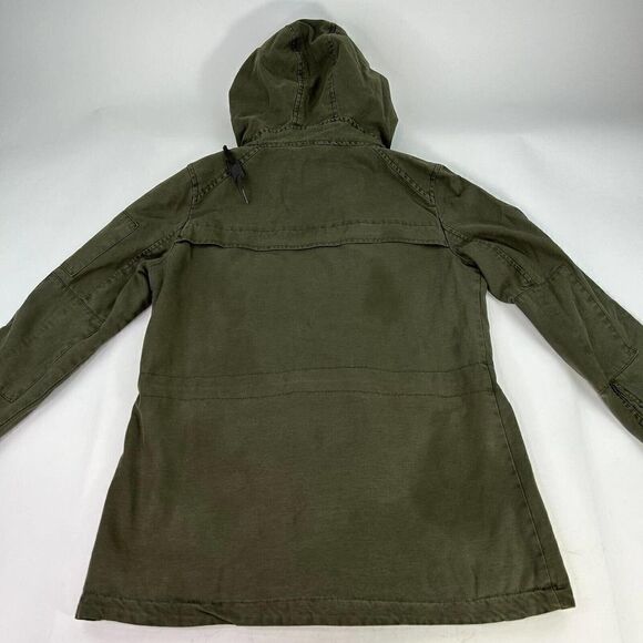 Levi's Women's Hooded Jacket Size Small Army Green Cotton Button Front Jacket - Picture 2 of 14